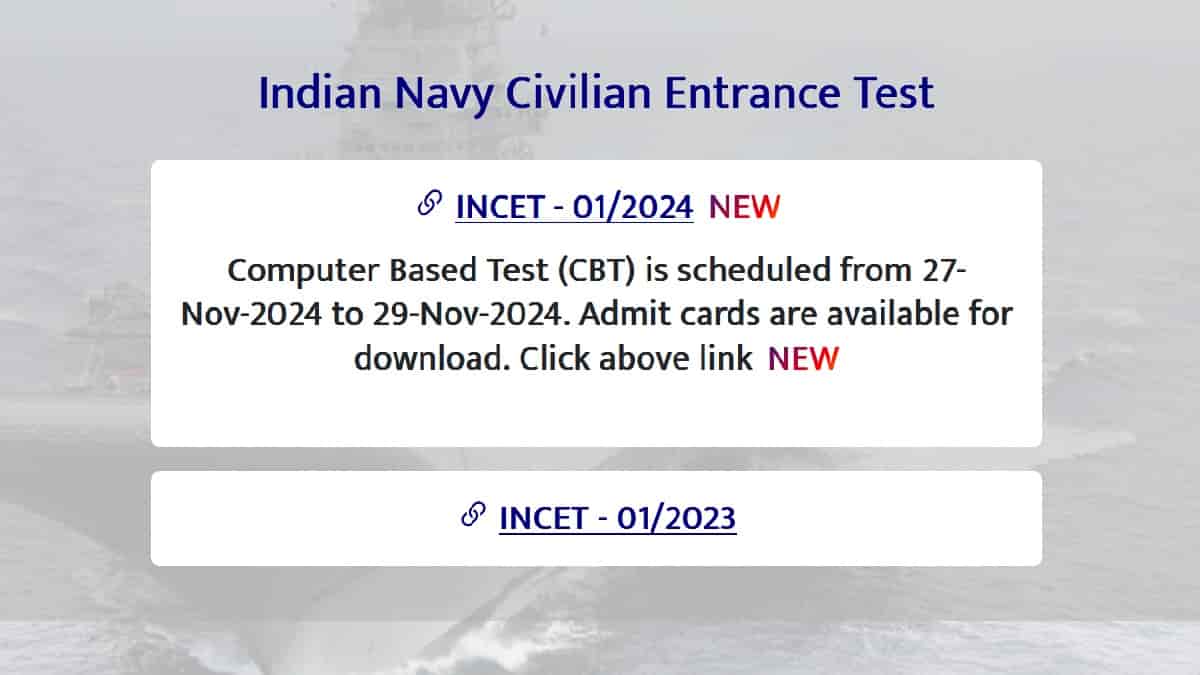Indian Navy INCET Admit Card 2024 OUT at incet.cbt-exam.in: Download Call Letter Here