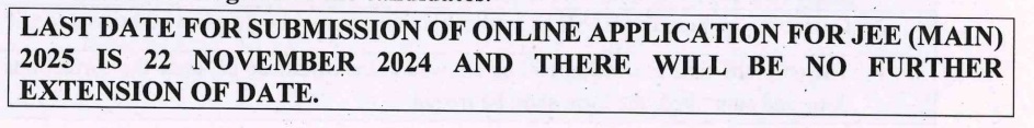 JEE Mains 2025 Application Dates