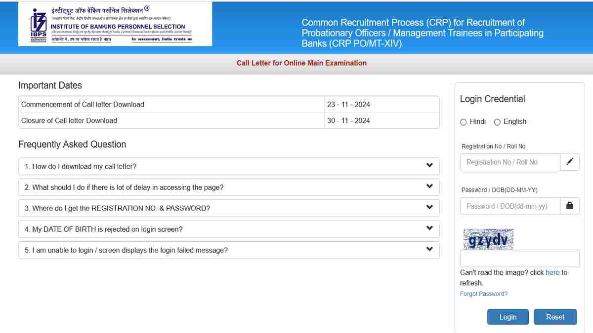 IBPS PO Mains 2024 Admit Card Out at ibps.in, Direct Link to Hall Ticket, Check Exam Pattern