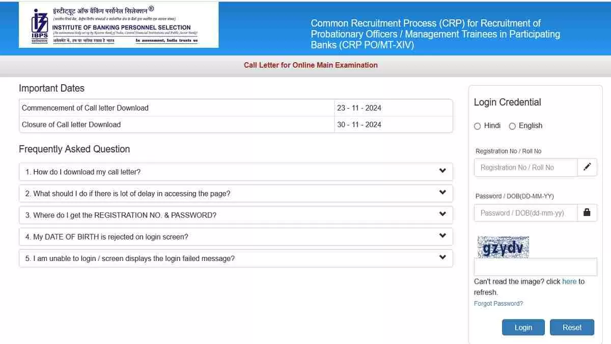 IBPS PO Mains 2024 Admit Card Out at ibps.in