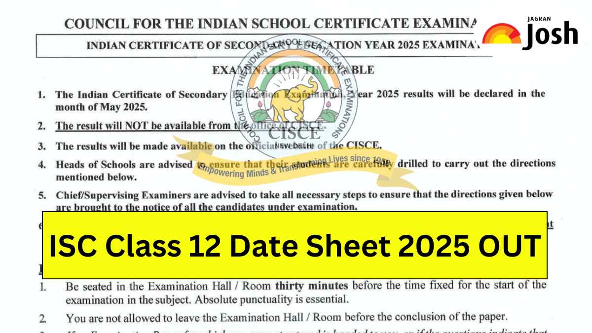 Isc Exam Date Sheet Stream Wise Check Class Th Exam Dates Time