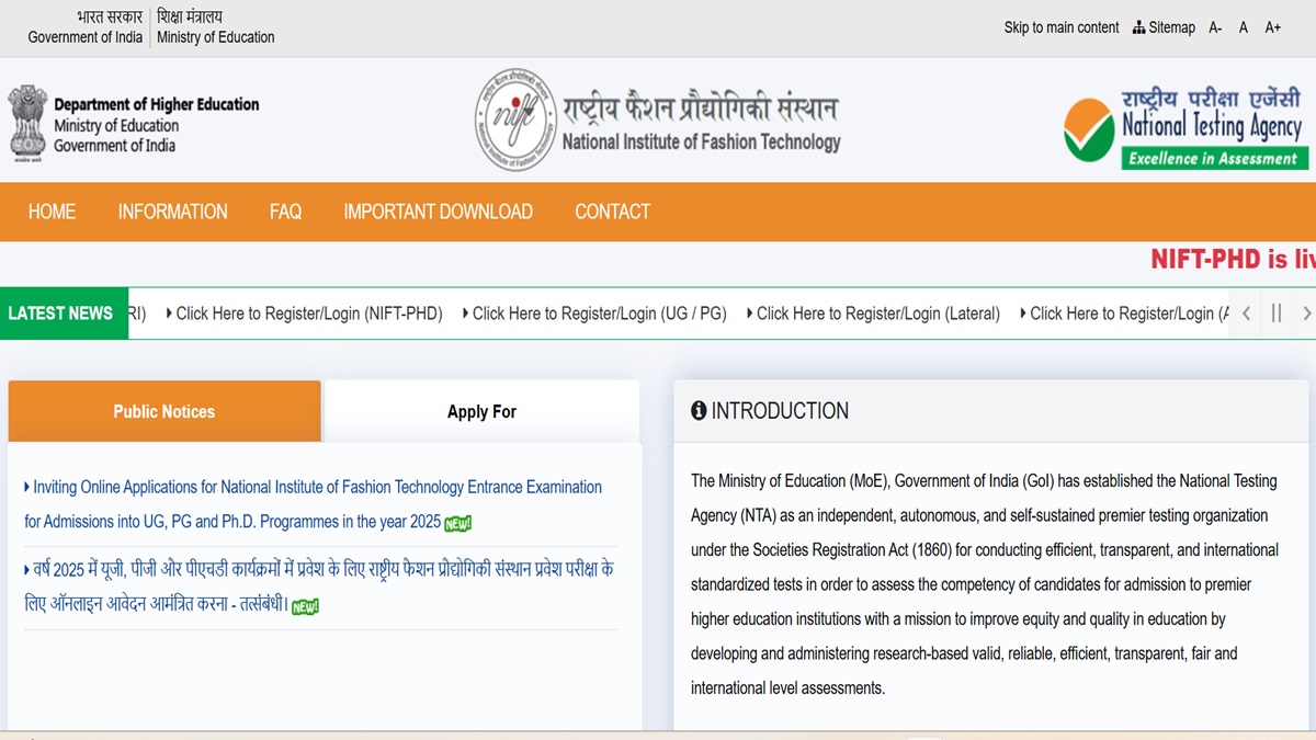 NIFT 2025 Registration Begin