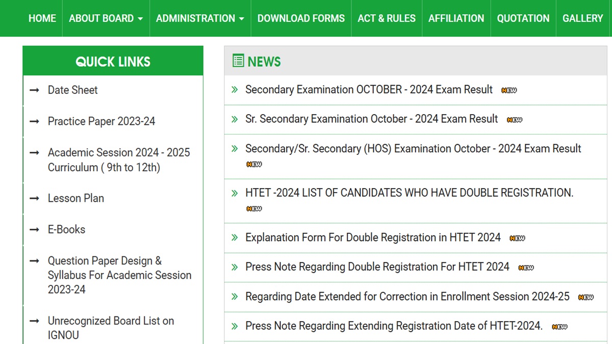 HBSE 10th, 12th October 2024 Results Declared