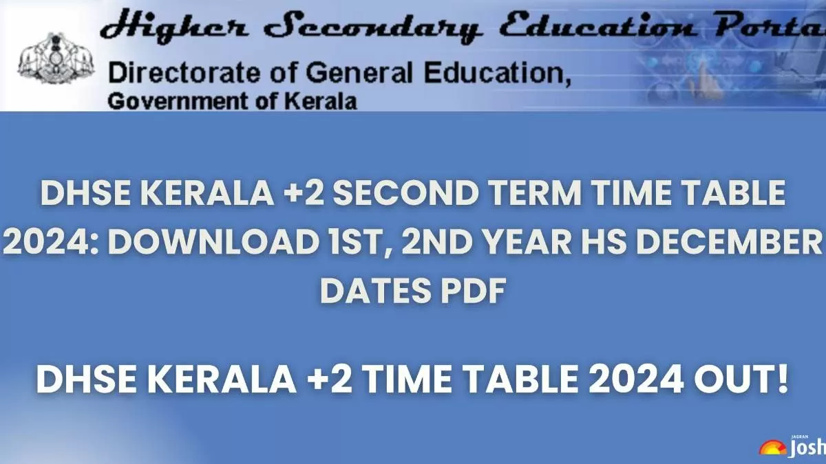 DHSE Kerala +2 Second Term Time Table 2024.