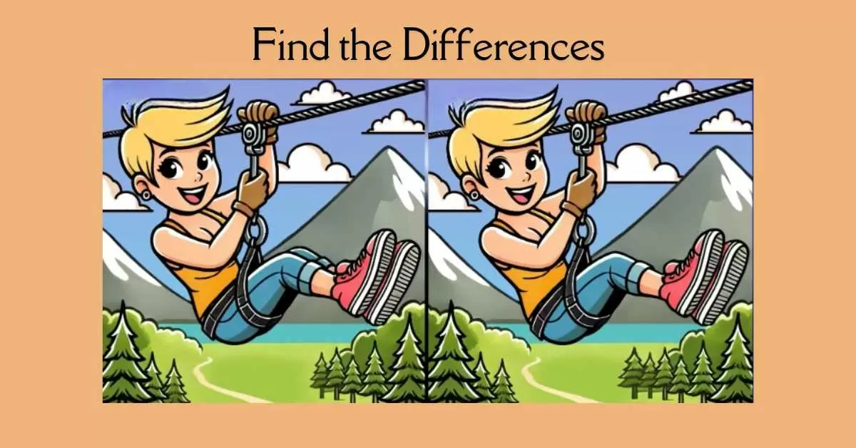 Spot the 3 Differences in Girl Doing Ziplining