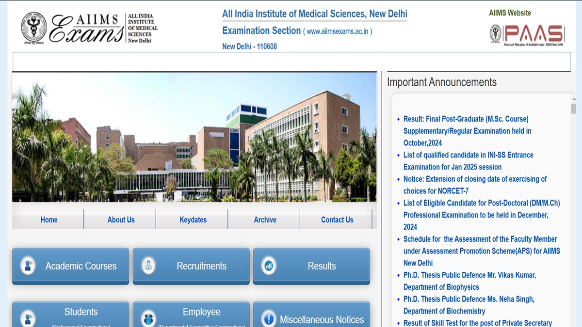 AIIMS INI CET 2025 Admit Card at aiimsexams.ac.in