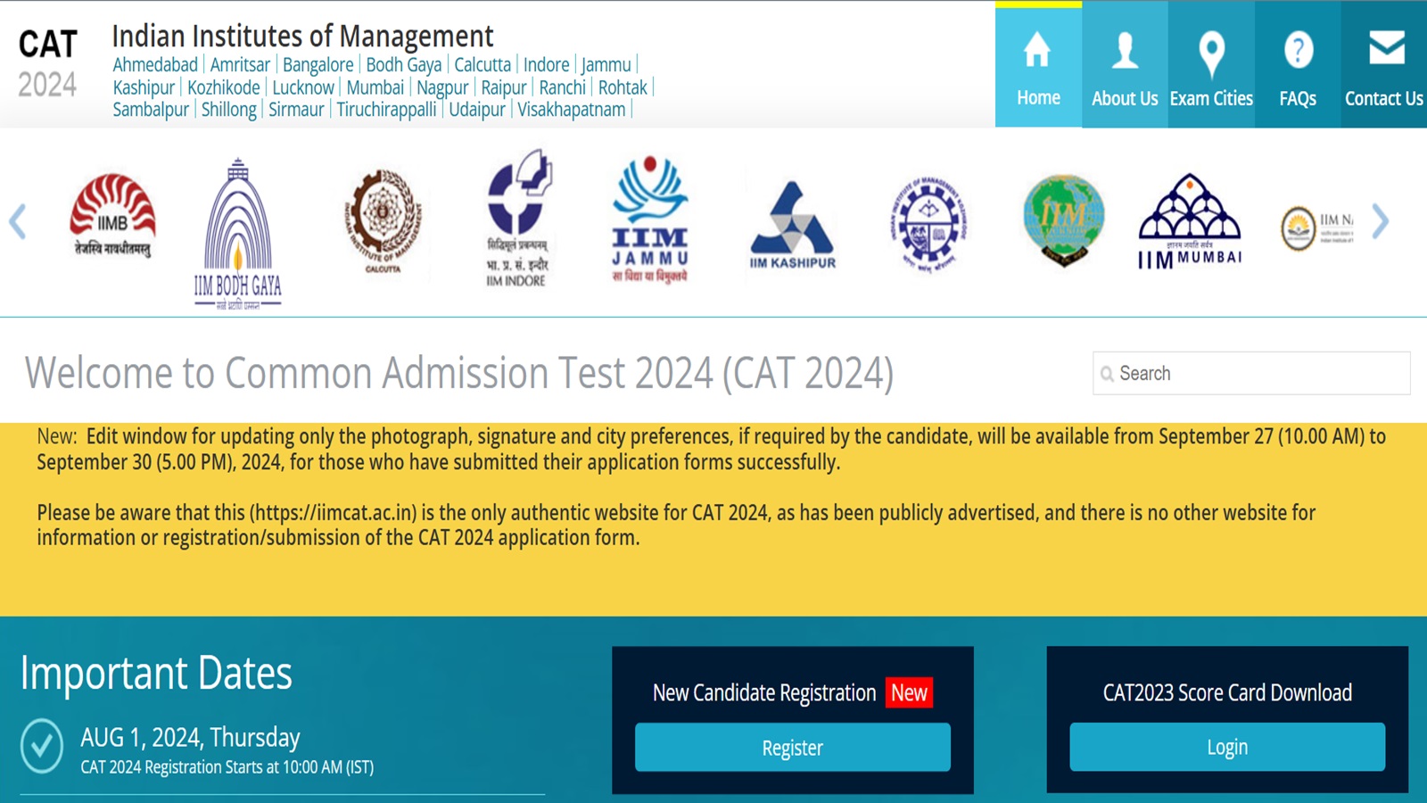 CAT 2024 Admit Card Issued at iimcat.ac.in