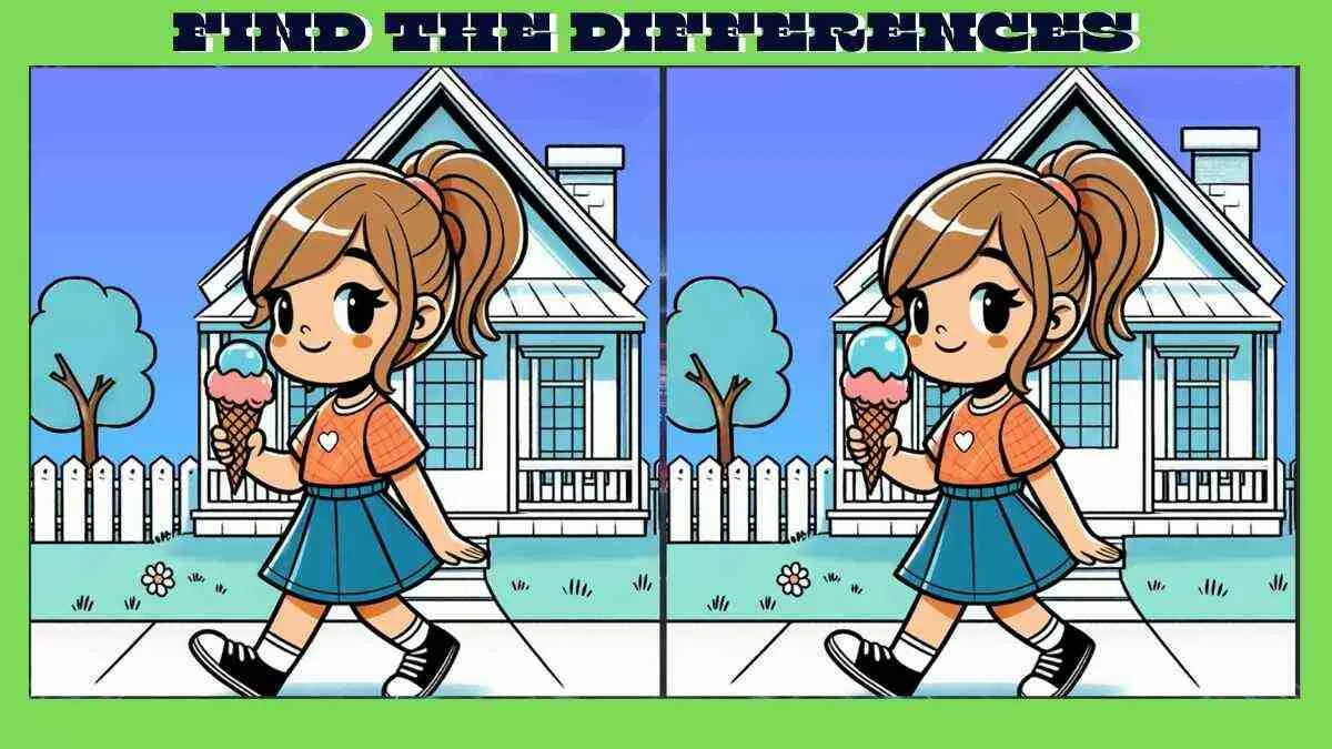 Find 3 Differences in 17 Seconds in Girl Having Ice Cream Pictures