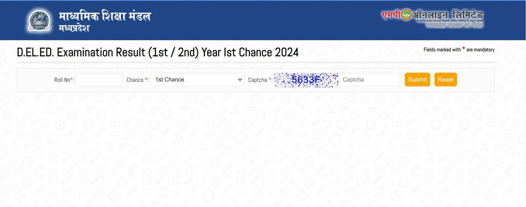 MPBSE MP DElEd Result 2024 OUT