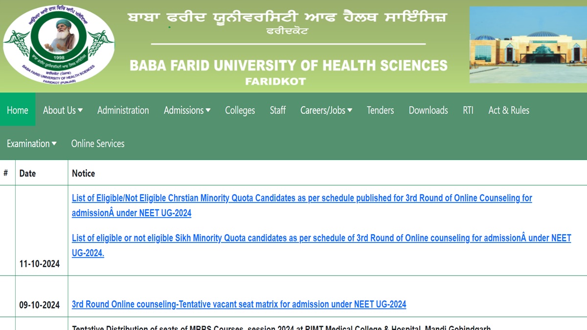 Punjab NEET UG Round 3 merit list