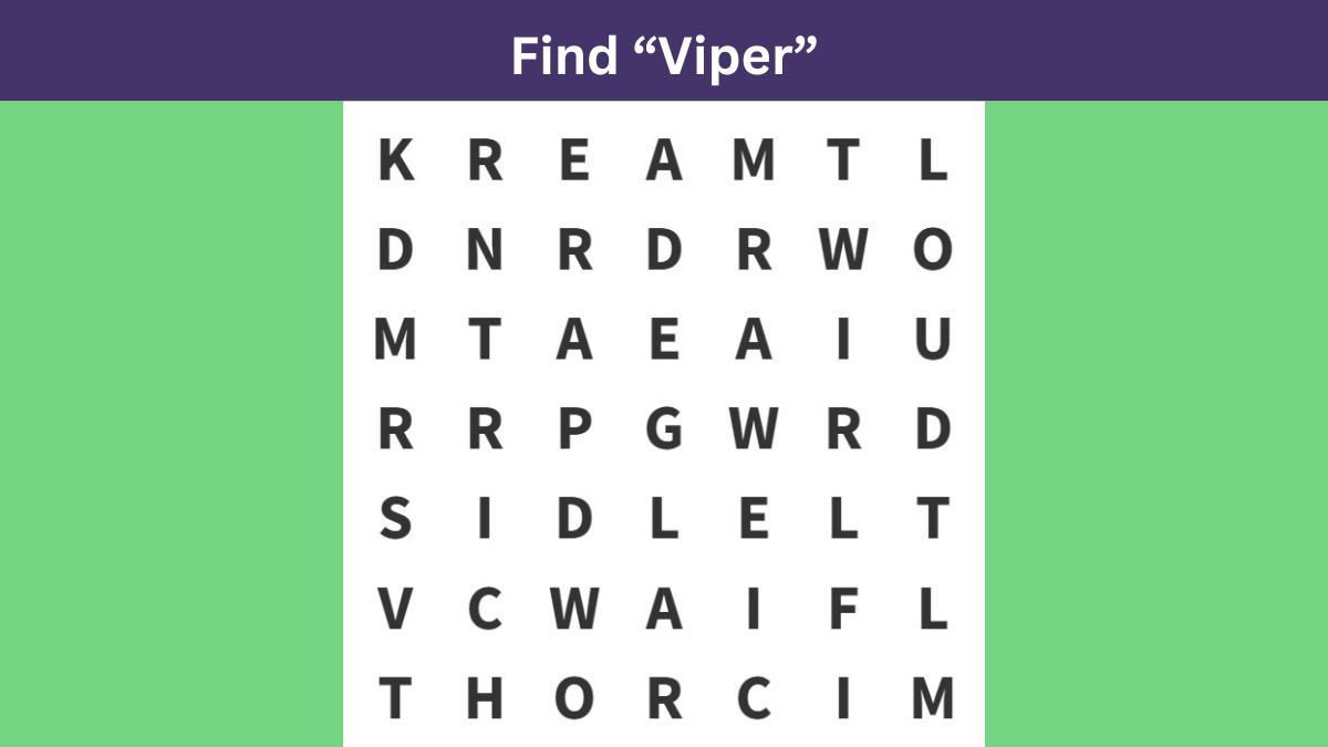 Word Puzzle: Only the sharpest brains find the word “viper” in 7 seconds!