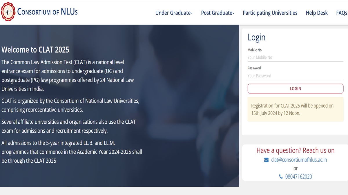 CLAT 2025 Registration Deadline Extended to October 22, Apply at