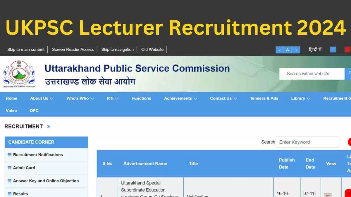 UKPSC Lecturer Recruitment 2024: उत्तराखंड में लेक्चरर के 600 पदों पर निकली भर्ती 