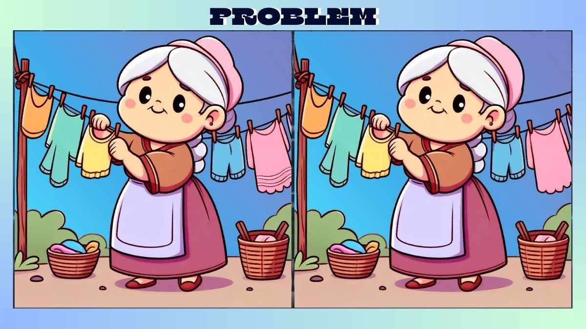 Find 3 Differences in Granny Drying Clothes Picture in Just 27 Seconds