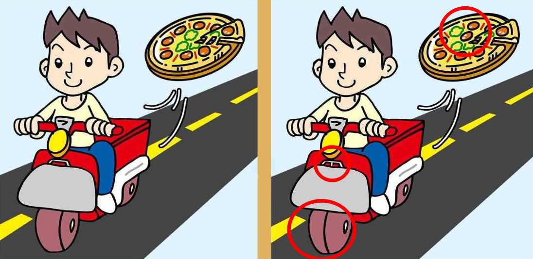 Think fast! Spot 3 differences between pizza delivery guy pictures in ...