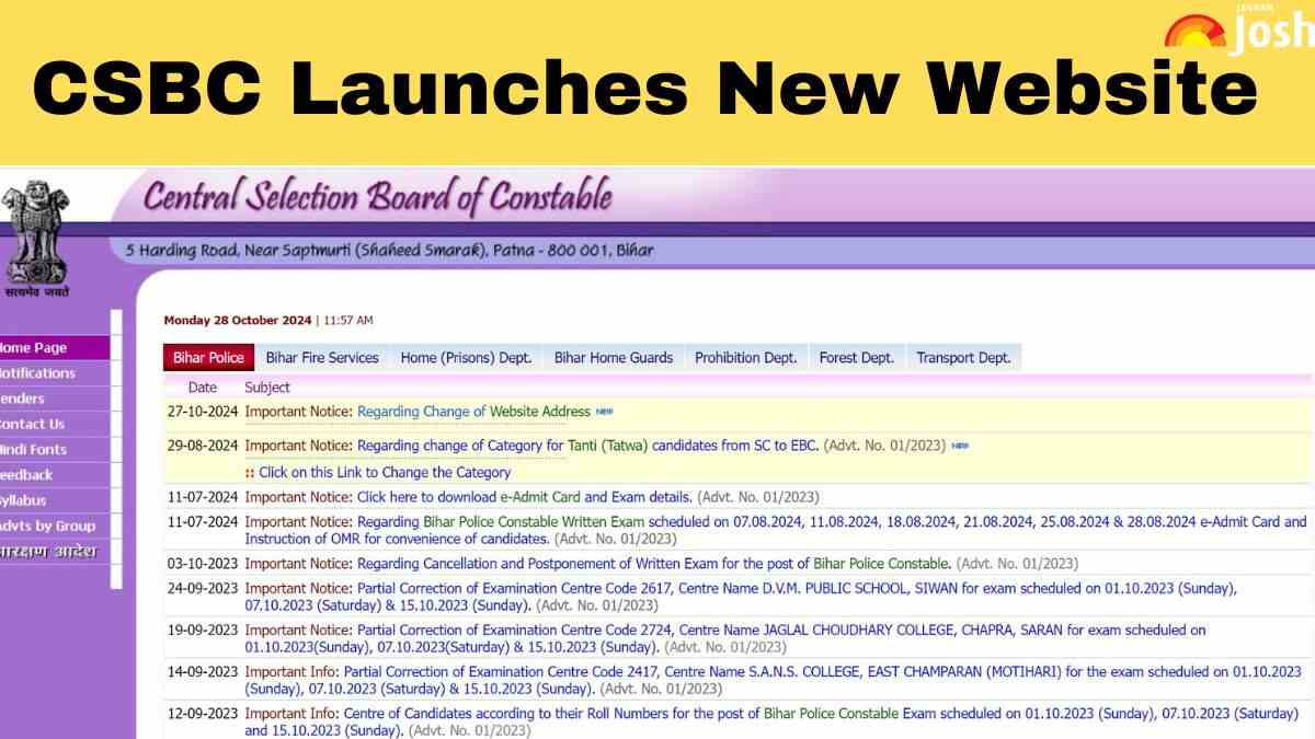 CSBC Bihar Police Constable New Website Launched; Check Updates at csbc.bihar.gov.in