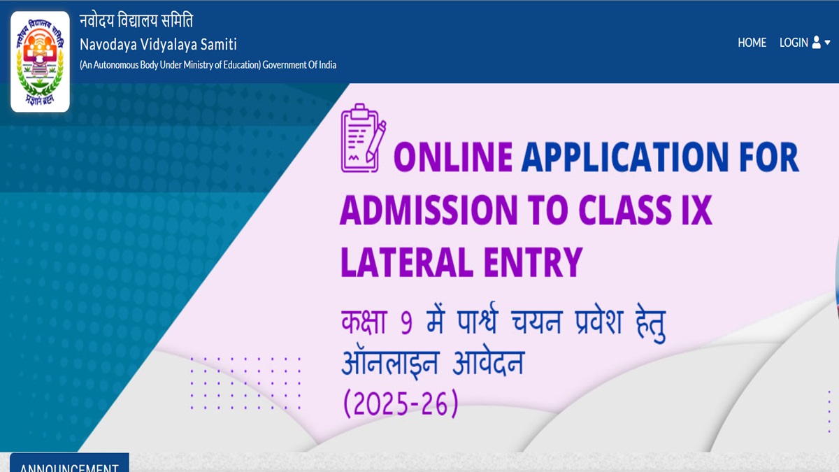 JNVST 2025 class 9, 11 Lateral Entry Selection Registration