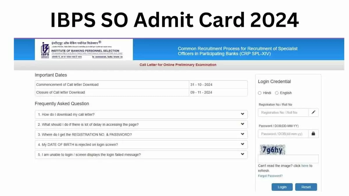 IBPS SO Admit Card 2024 Released at ibps.in