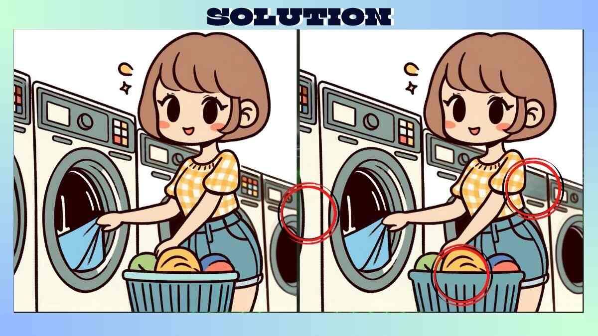 Find 3 Differences in 20 Seconds in Girl Washing Clothes Pictures