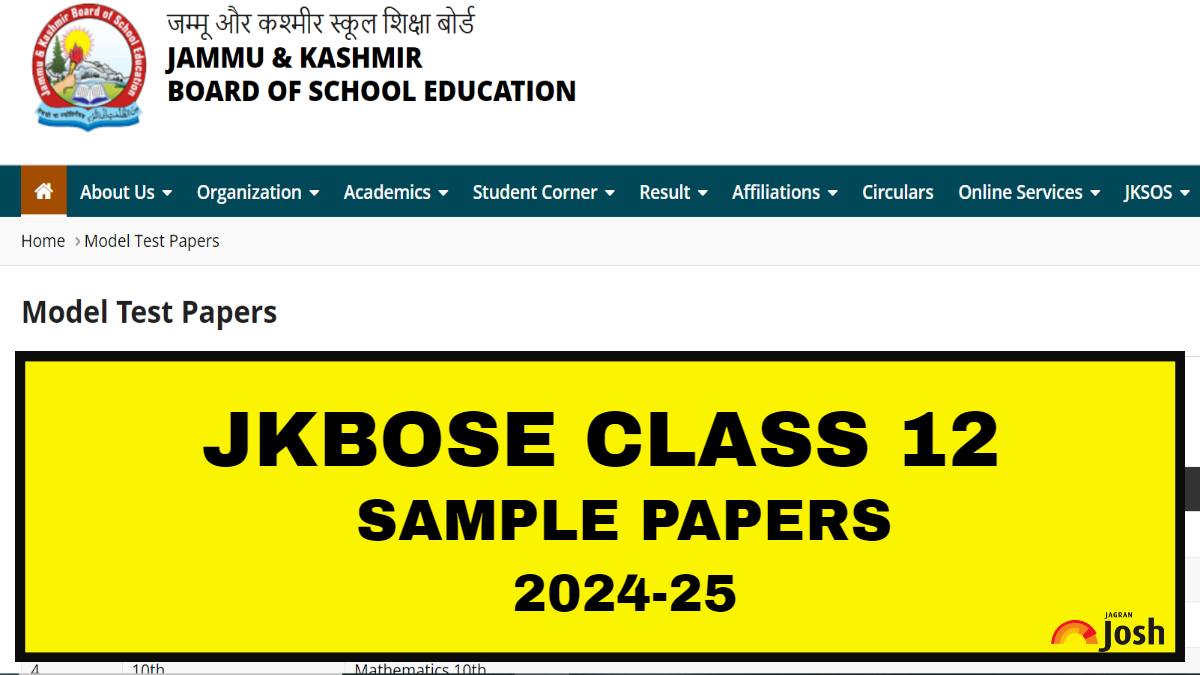 JKBOSE Class 12 Model Papers 2024-25: Download Sample Papers for Revised Syllabus