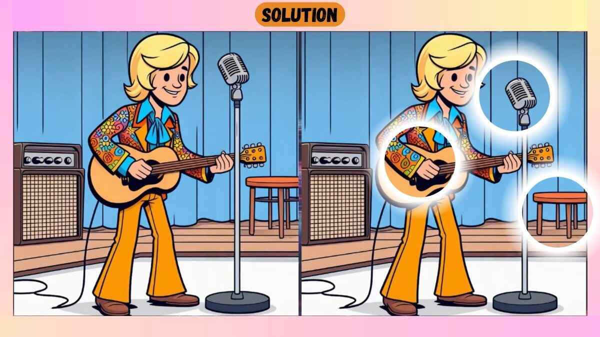 Find 3 Differences in 31 Seconds in This Guitar Playing Picture