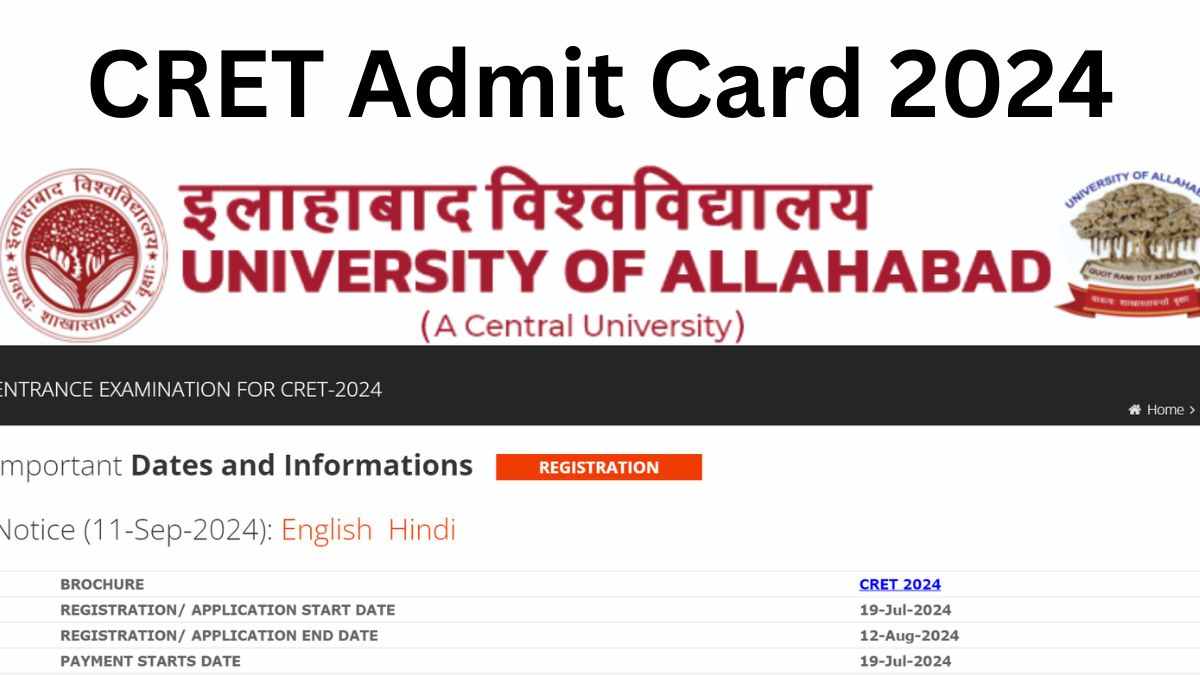 Allahabad University CRET Admit Card 2024: इलाहाबाद विश्वविद्यालय CRET परीक्षा के एडमिट कार्ड जारी, यहाँ से करें Download   