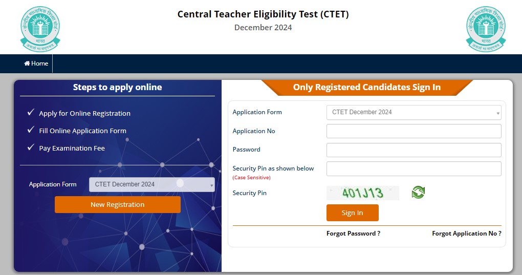 CTET application form 2024