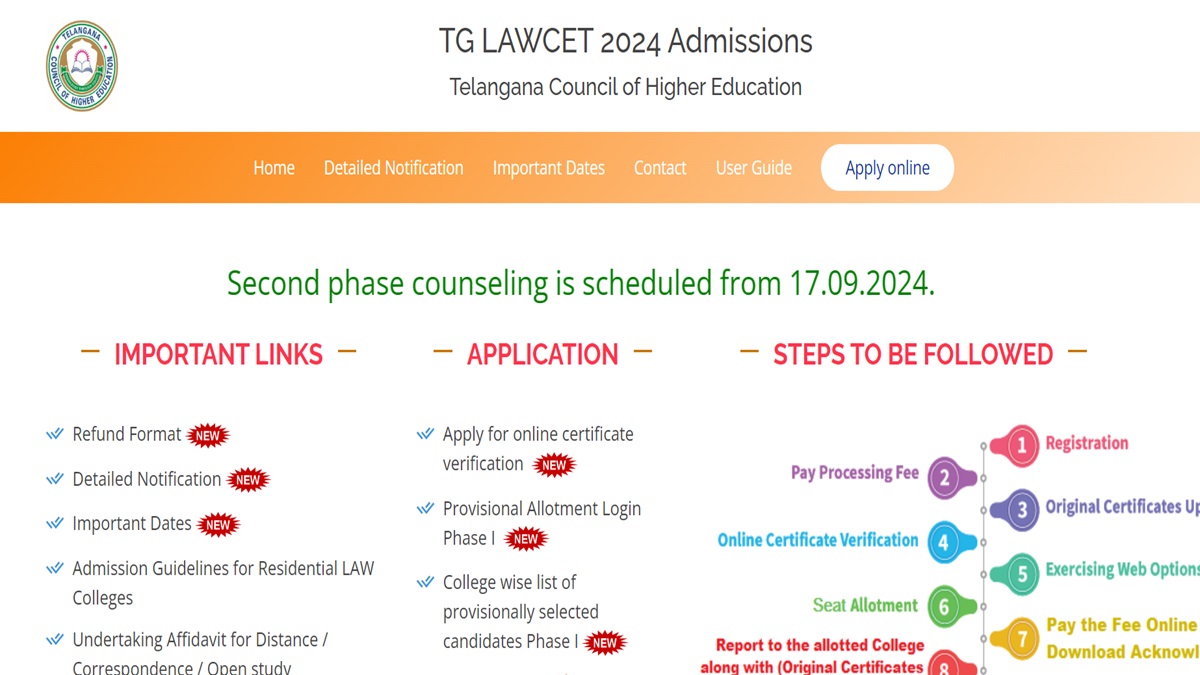 TS LAWCET Phase 2 Counselling 2024 Registration