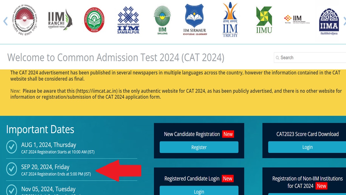 CAT 2024 Registration Closes Today, Register Until 5 PM at iimcat.ac.in