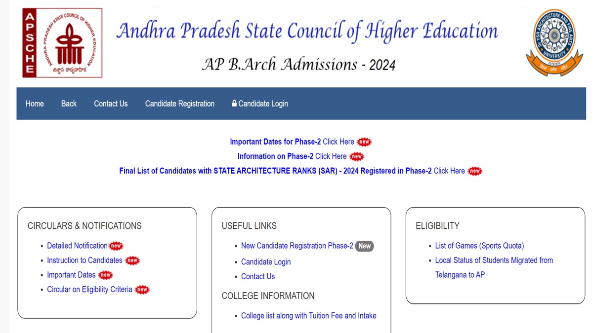 AP BArch Admission 2024 Round 2