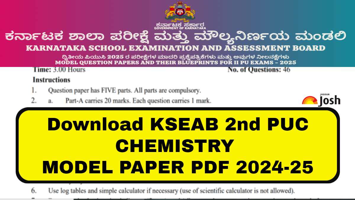 Karnataka 2nd PUC Chemistry Model Test Paper 2025: Download Class 12 Sample Paper PDF