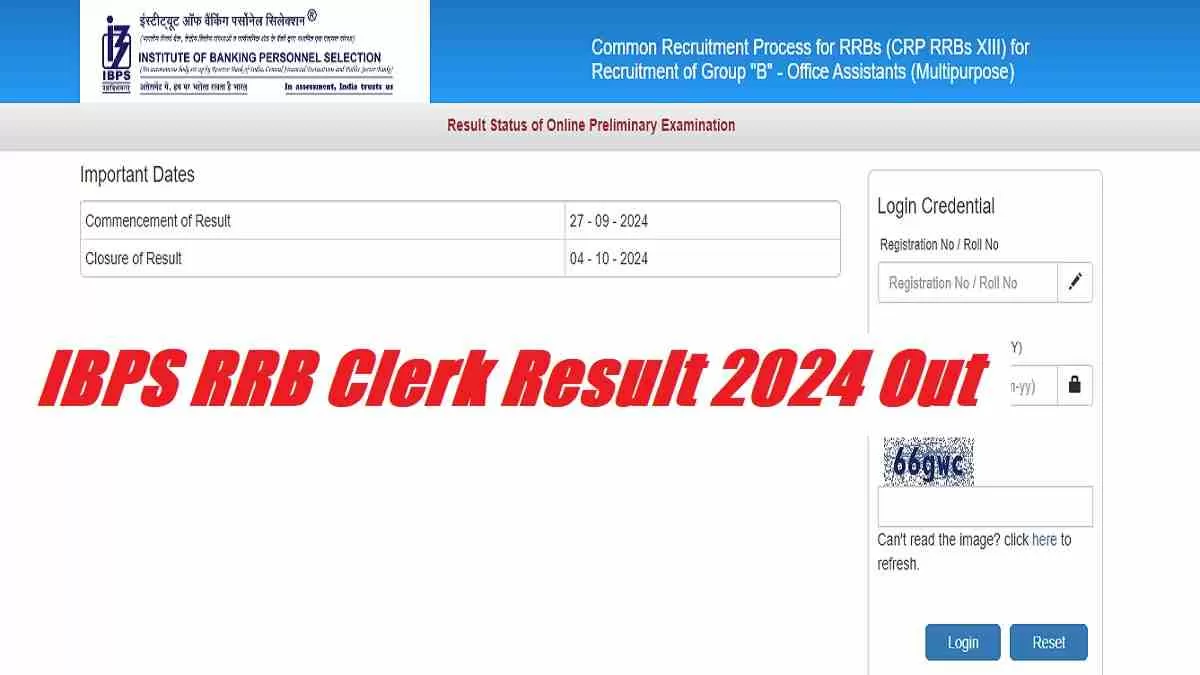 IBPS RRB Clerk Prelims Result 2024 