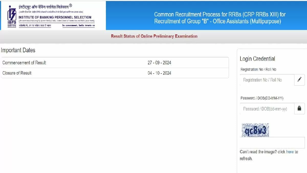 IBPS RRB Clerk Prelims Result 2024 OUT at ibps.in