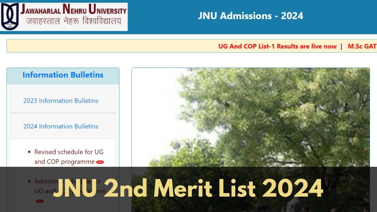 JNU UG 2nd Merit List 2024 Out