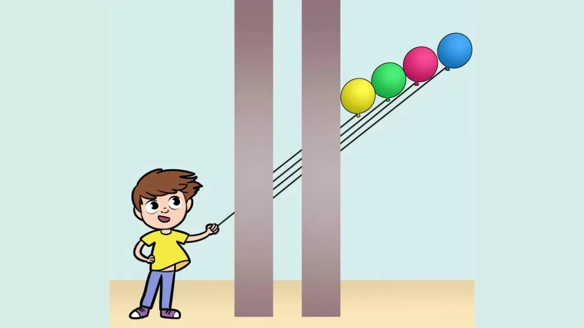 Which balloon he is holding?