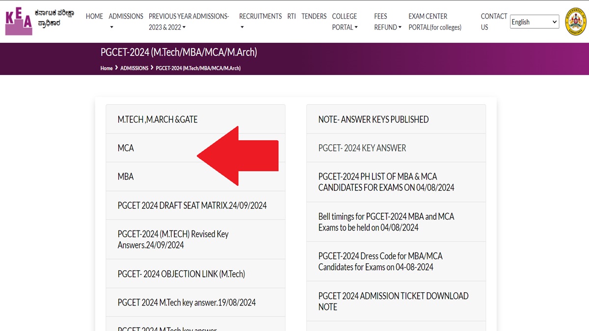 Karnataka PGCET Result 2024 MTech, MCA, MBA Declared