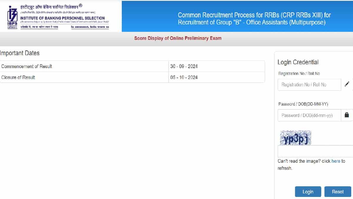 IBPS RRB Clerk Scorecard 2024 Released at ibps.in: Download Marks Here