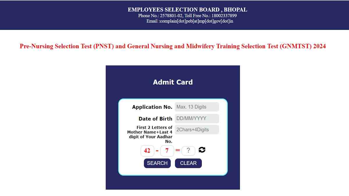 MPESB PNST GNMTST Admit Card 2024 Out at esb.mp.gov.in, Direct Link to Hall Ticket, Check Exam Date