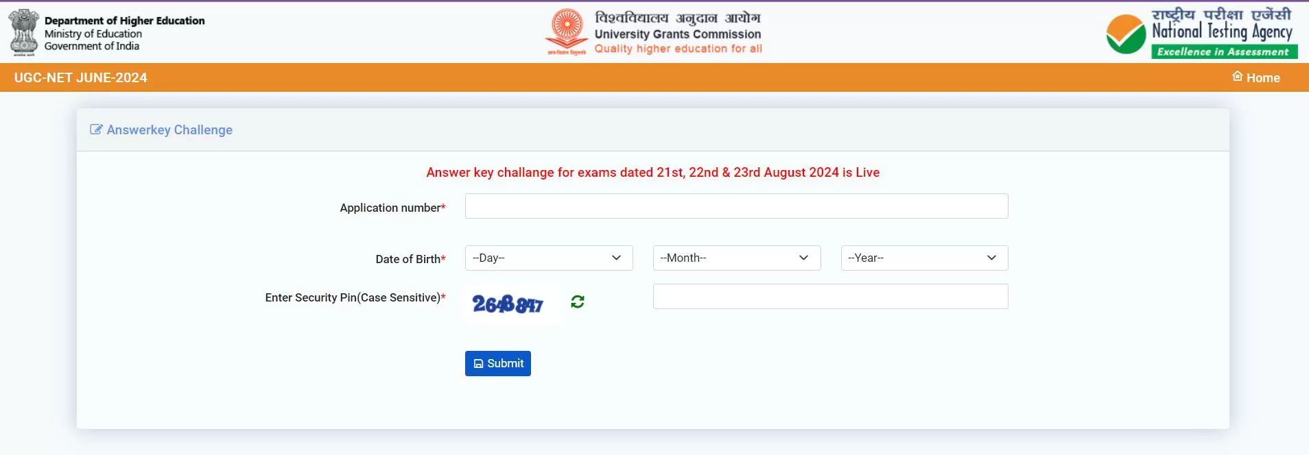 21, 22, 23 अगस्त की परीक्षाओं के लिए UGC NET 2024 उत्तर कुंजी ugcnet.nta.ac.in पर जारी कर दी गई है।