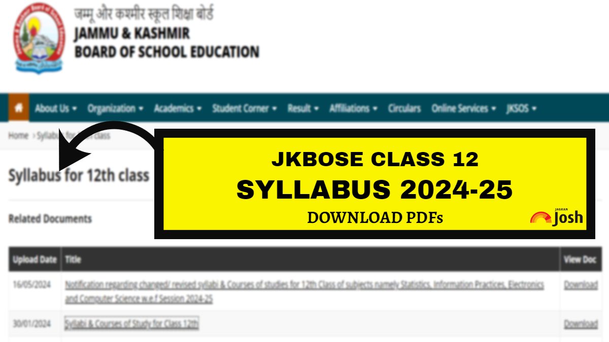 JKBOSE Class 12 Syllabus 2024-25: Download Revised Syllabus PDFs