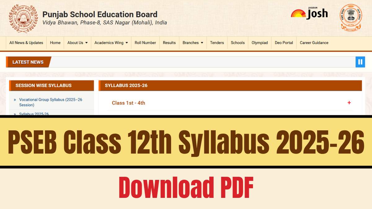 Punjab Board 12th Syllabus 2025-26: Download PSEB Class 12 Syllabus PDF Subject-wise