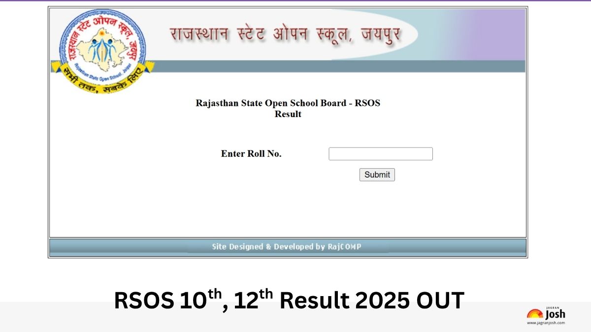 RSOS 10th 12th Result 2025 OUT: राजस्थान स्टेट ओपन स्कूल का रिजल्ट rsos.rajasthan.gov.in पर जारी, rsosadmission.rajasthan.gov.in पर रोल नंबर से करें चेक