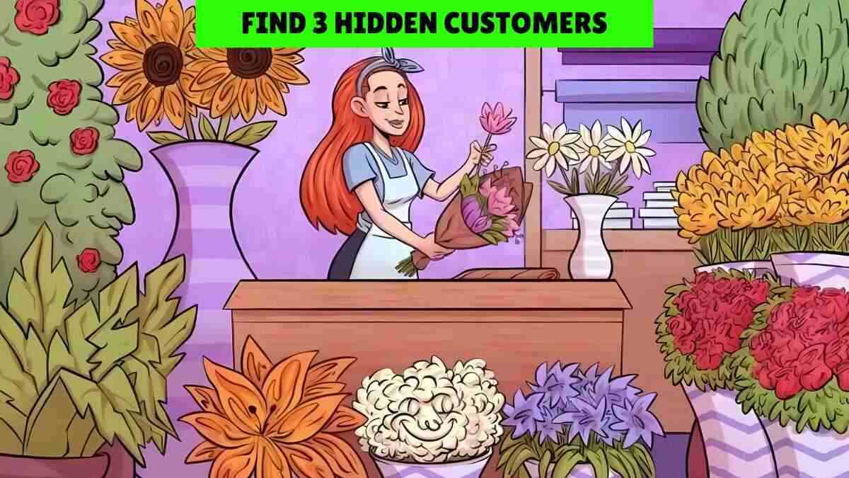 You have hawk vision if you can spot the 3 hidden customers in the florist shop in 8 seconds!