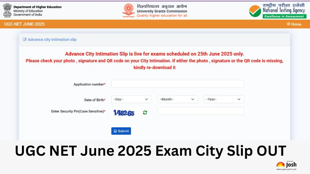 UGC NET June 2025 Exam City Slip OUT