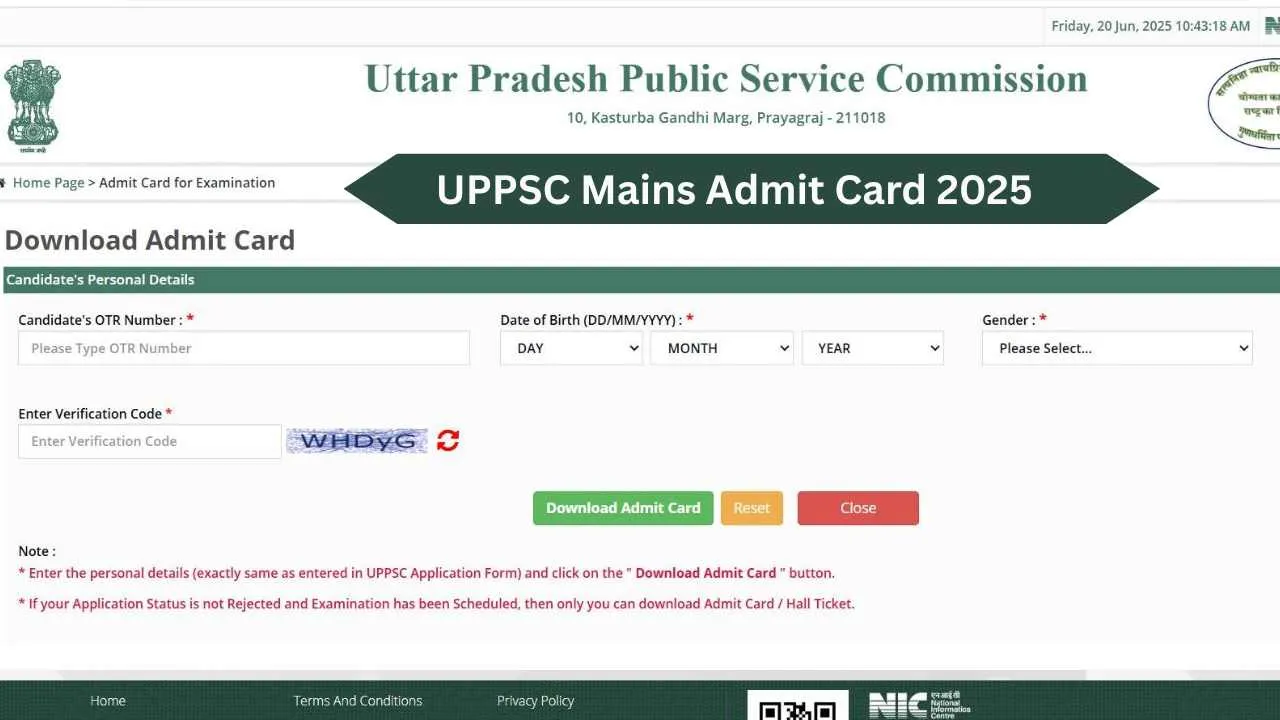 UPPSC PCC Mains Admit Card