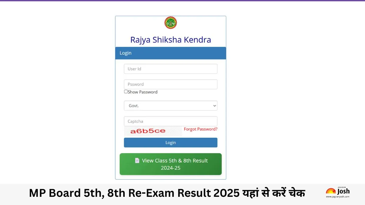 MP Board Result 2025 Class 5th 8th