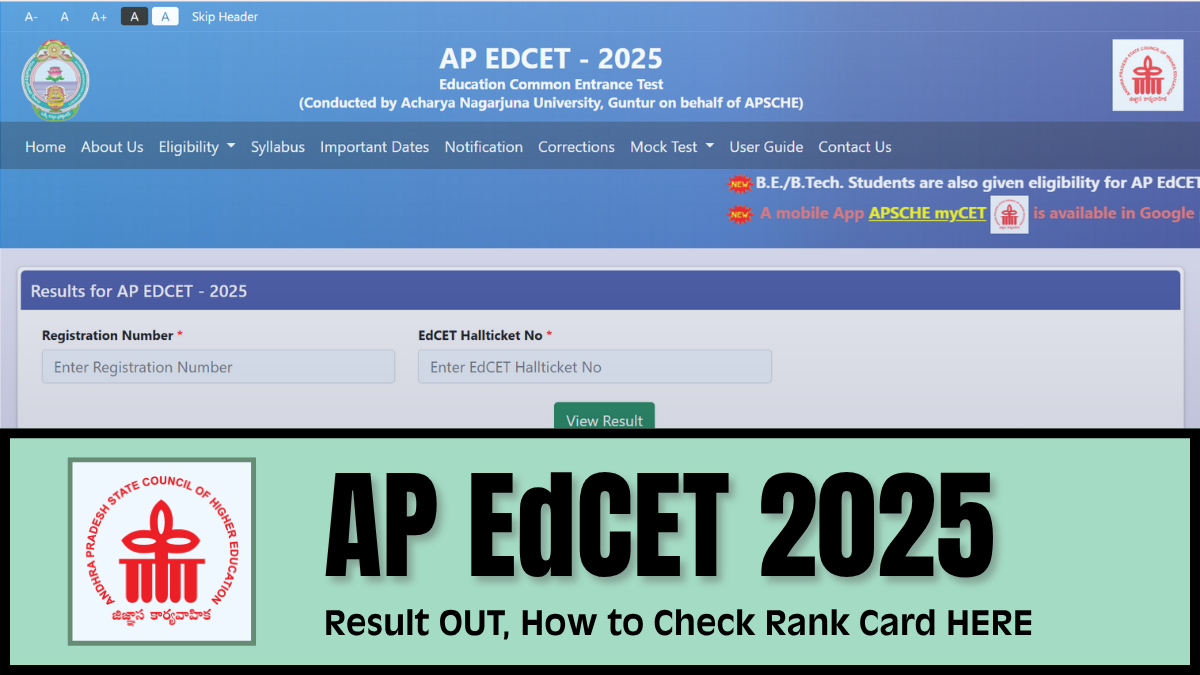 AP EdCET 2025 Result and rank cards released, check here