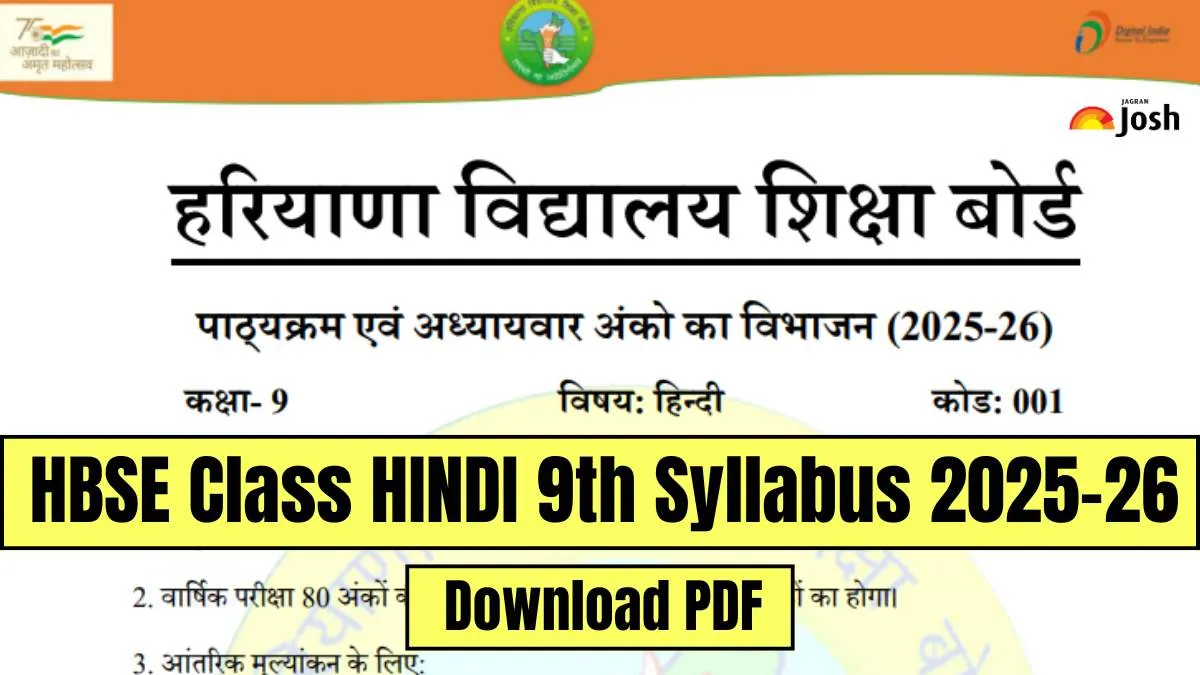 Haryana Board HBSE Class 9th Hindi Syllabus 2025–26: Download Free PDF