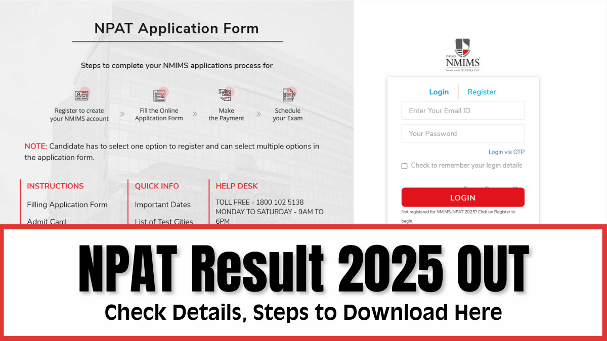 NMIMS NPAT Result 2025 Out at npat.nmims.edu, Direct link Here