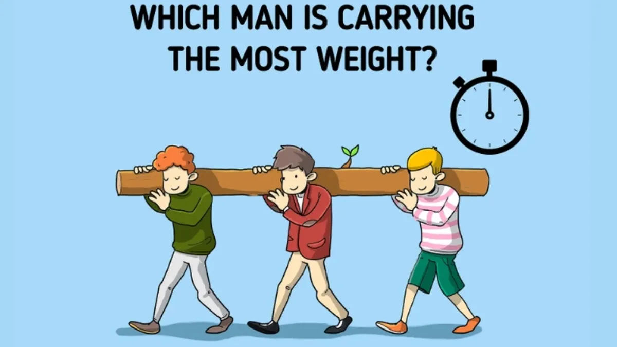If You Possess A 140+ IQ Level, Then Find Which Man Is Carrying The Most Weight Of The Wooden Log